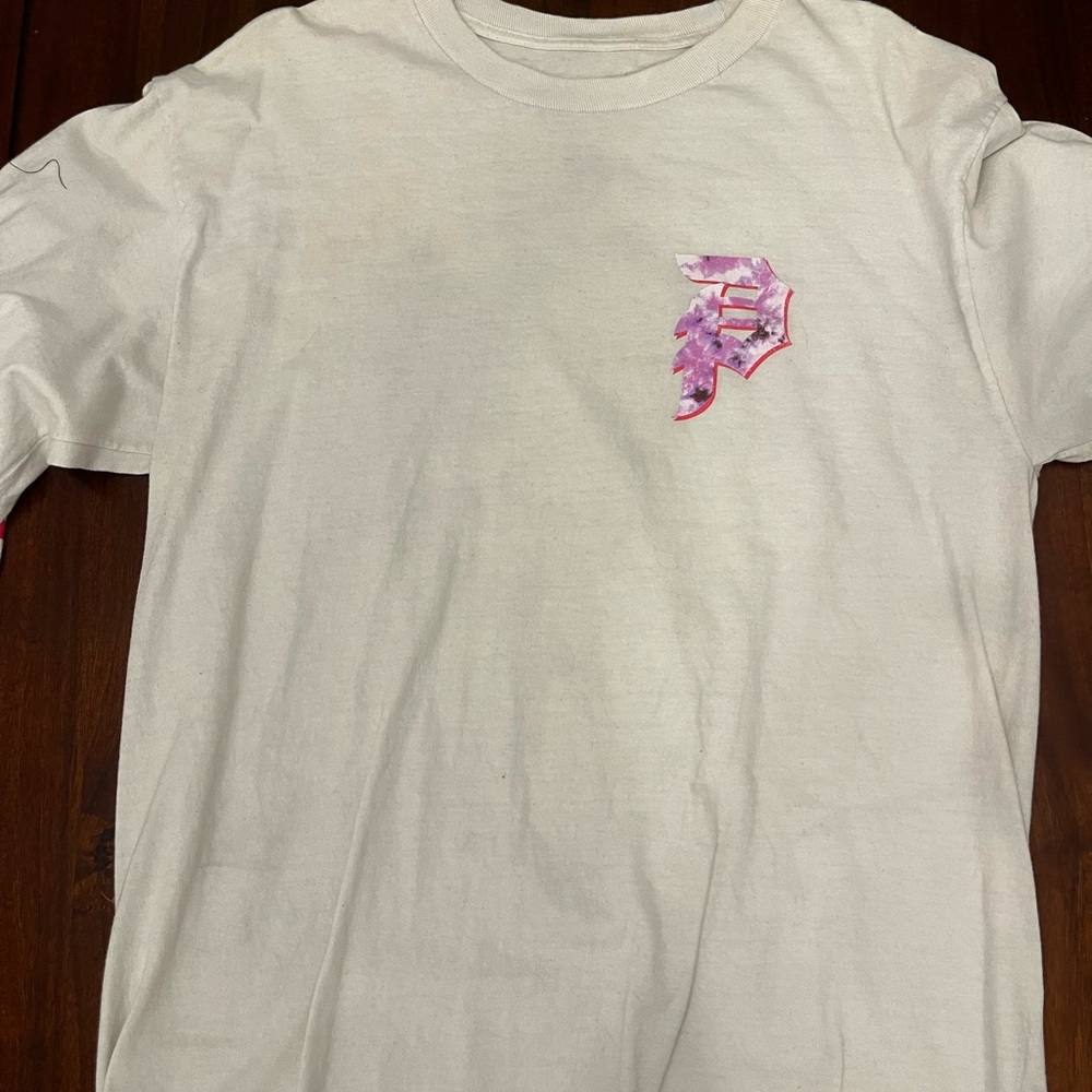 Men's White T-Shirt with Purple Logo